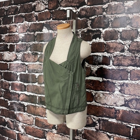 Inked & Faded Moto Vest Army Green Zip Size Small - Picture 5 of 13